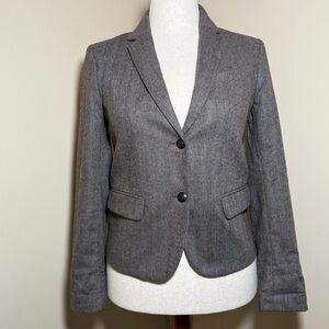 NWT Gap Academy Blazer Size 6 Brown Herringbone Wool Blend Tailored Jacket